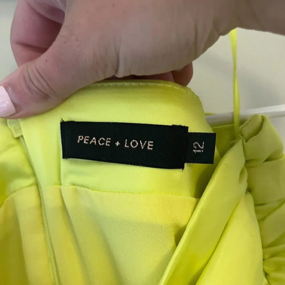 Peace and Love Womens Yellow Satin Maxi Skirt 8 Split Leg High Waist Lime Chic - Picture 9 of 15